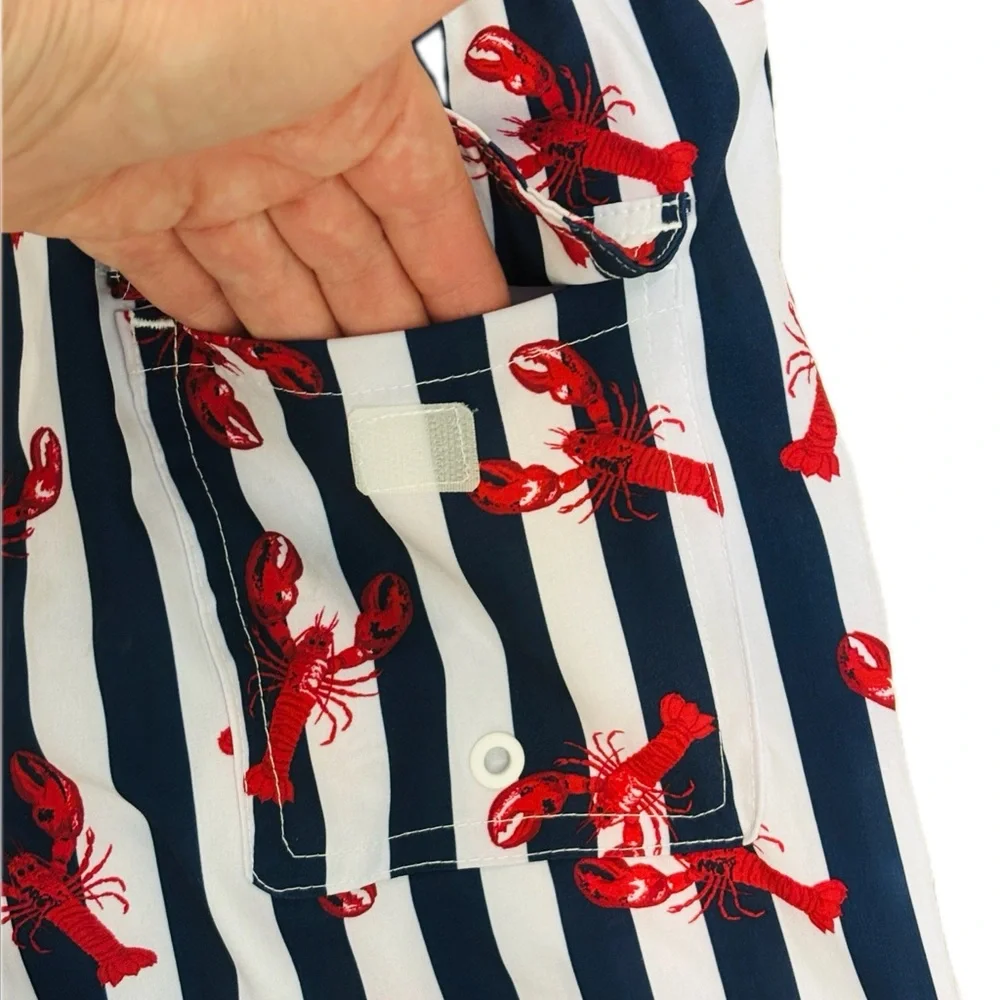 🇺🇸 Boys’ Wonder Nation Red Lobster Striped Swim Shorts 🇺🇸